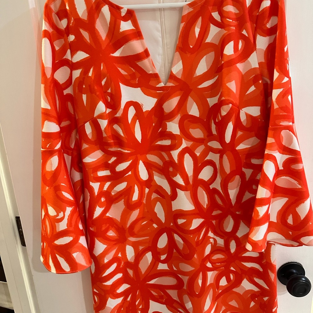Vibrant Red and Orange Floral Dress